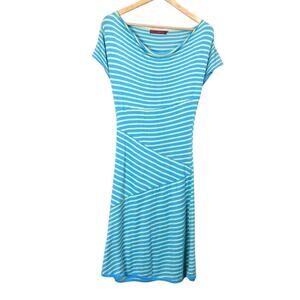 Krimson Klover Cowl Neck Stripe Patchwork Chevron A-Line Sweater Dress Small